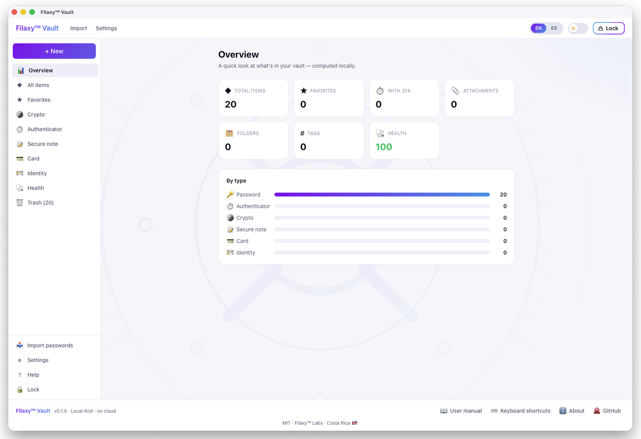 Filaxy Vault screenshot